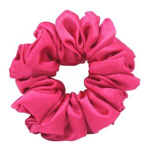 Large Hair Scrunchie, Fuchsia Pink Satin Hair Scrunchie